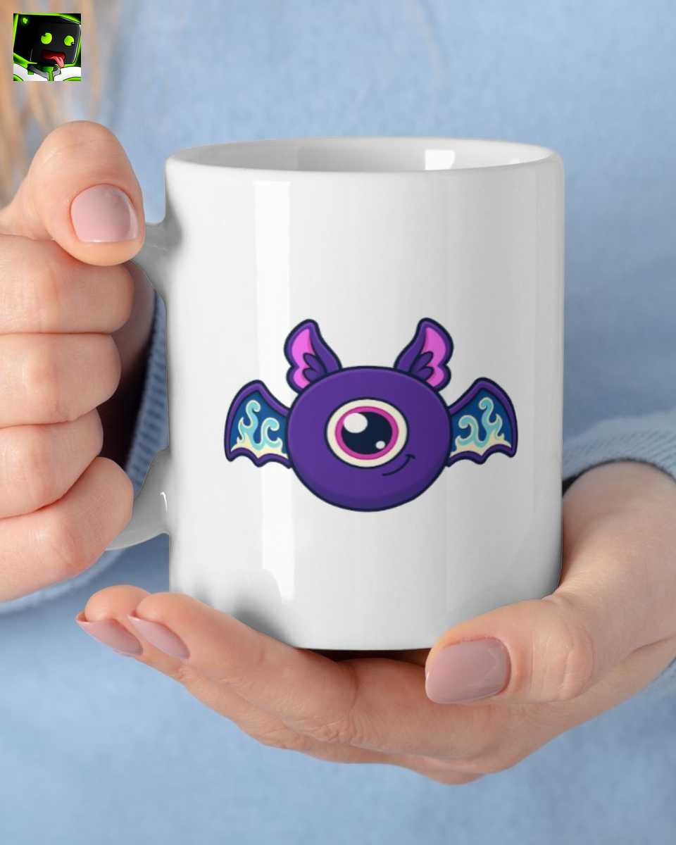 Arazhul Merch: Gaming Fledermaus Tasse: Einäugig & Geisterflammen 1 Arazhul Merch: Gaming Fledermaus Tasse: Einäugig & Geisterflammen