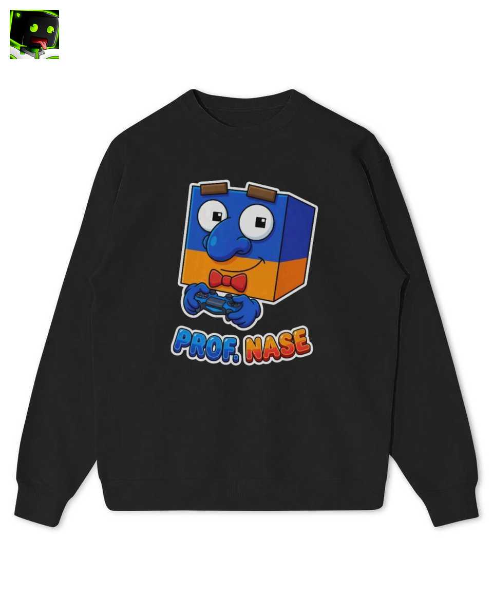 Prof. Merch: Nase Arazhul Gaming Kinder T-Shirt | Süßes Block Design 3 Prof. Nase Süßer Block Gaming Charakter Kinder Sweatshirt – Lustiger Gamer Pullover